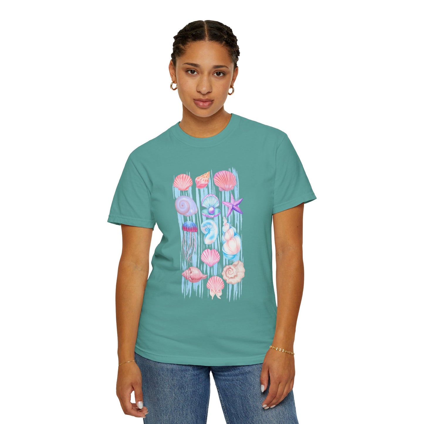 Pastel Watercolor Beach Shells Graphic Tee