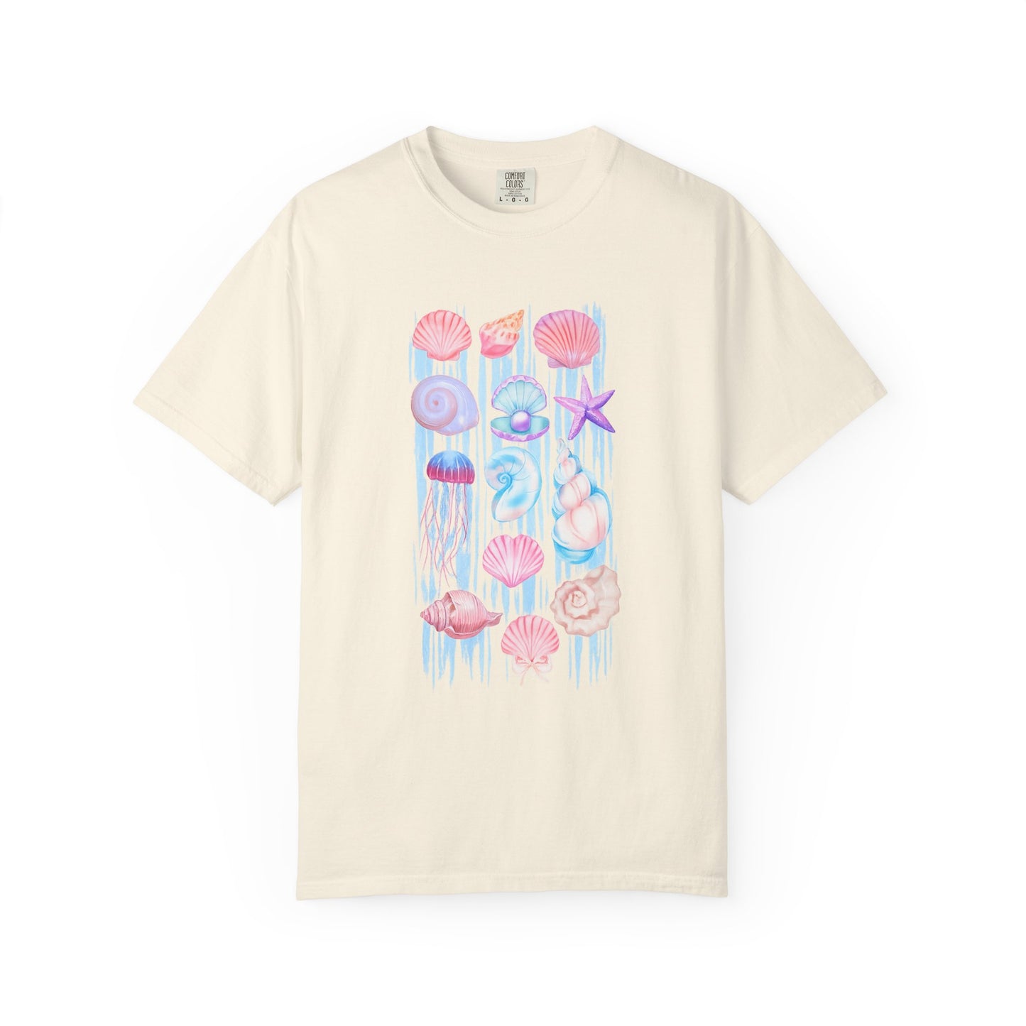 Pastel Watercolor Beach Shells Graphic Tee