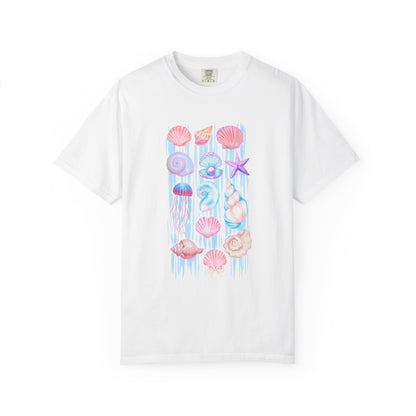 Pastel Watercolor Beach Shells Graphic Tee