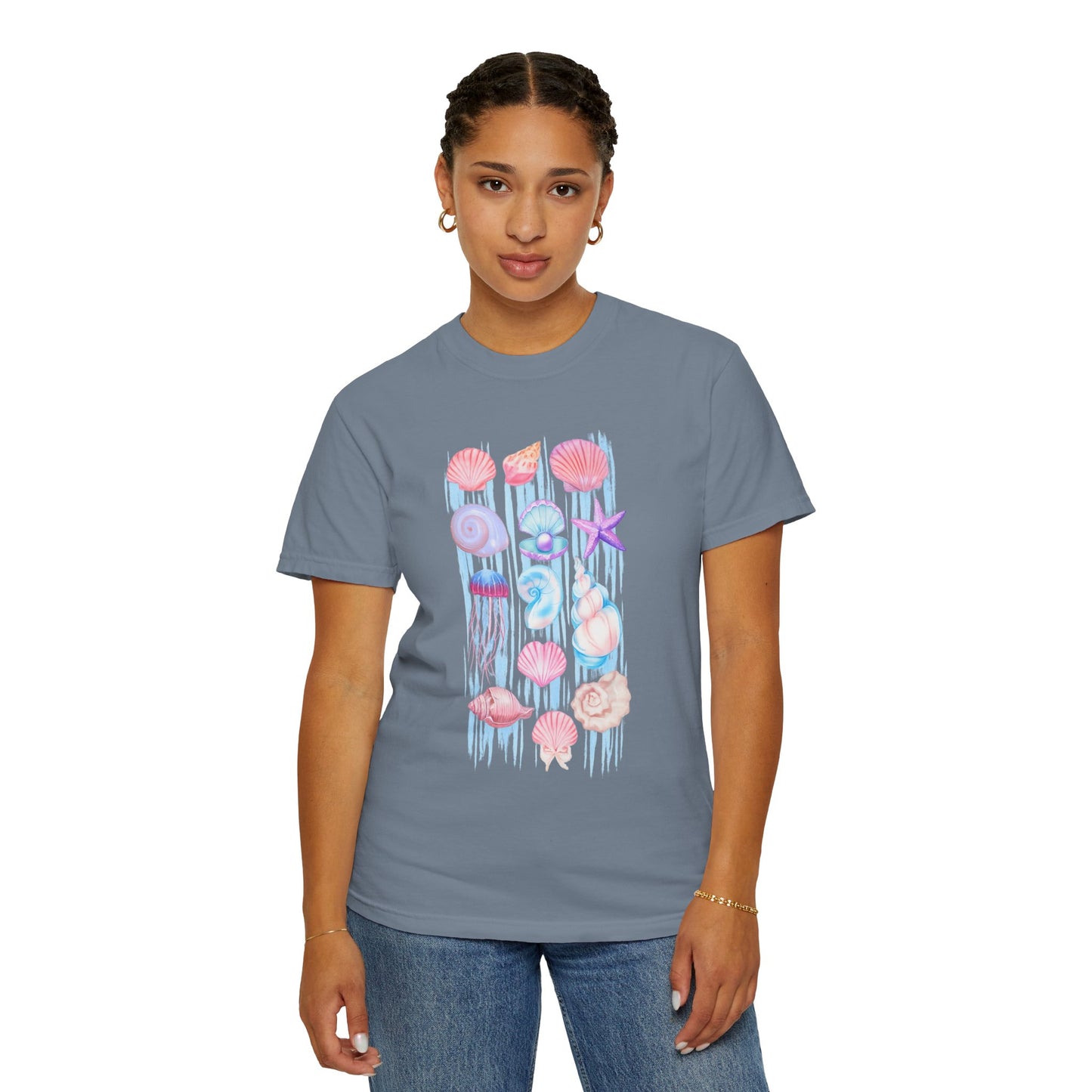 Pastel Watercolor Beach Shells Graphic Tee