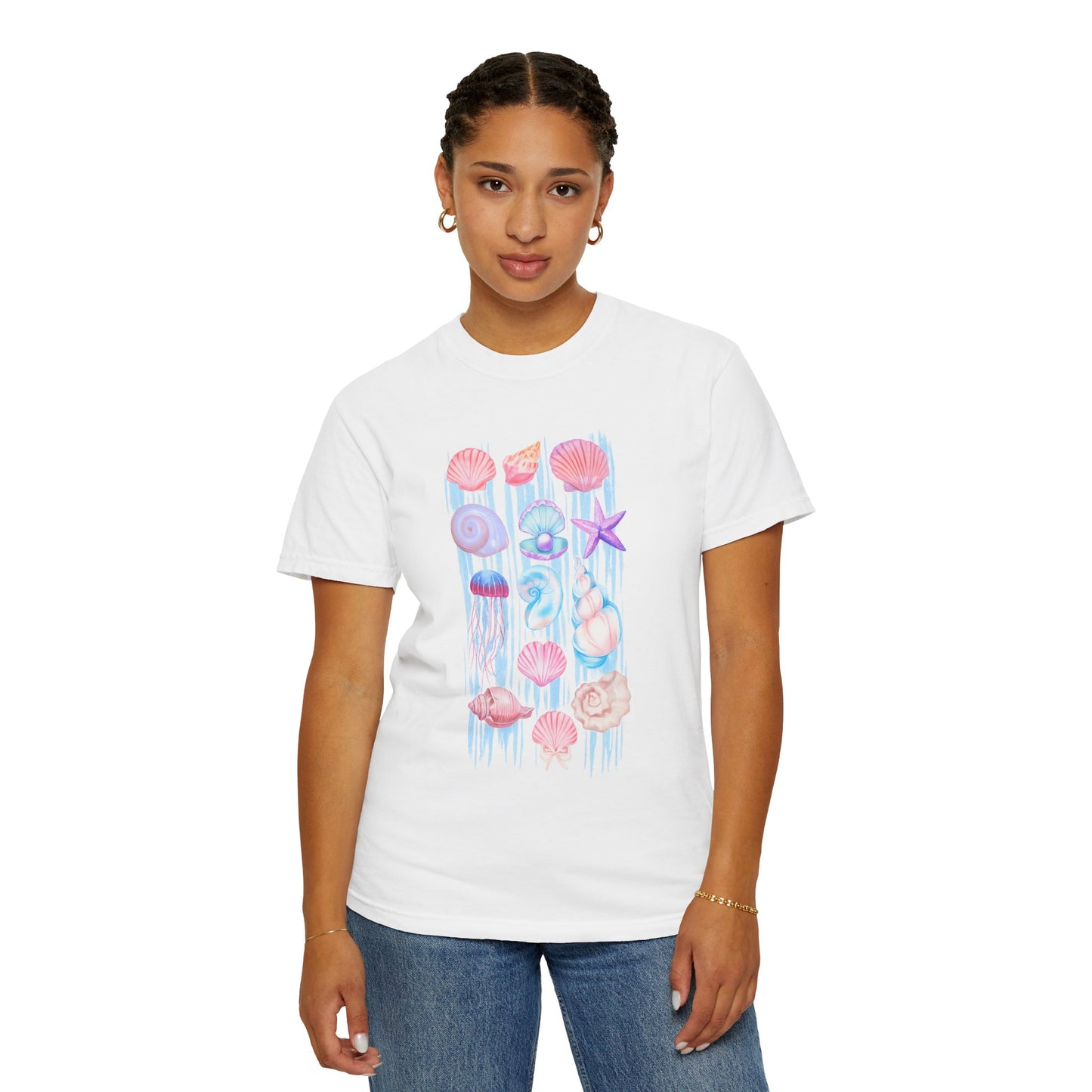 Pastel Watercolor Beach Shells Graphic Tee
