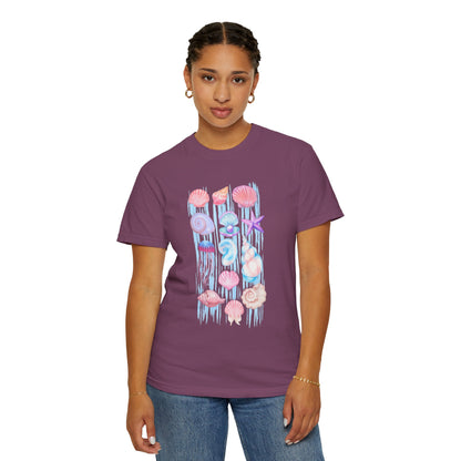 Pastel Watercolor Beach Shells Graphic Tee