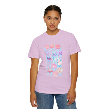 Pastel Watercolor Beach Shells Graphic Tee