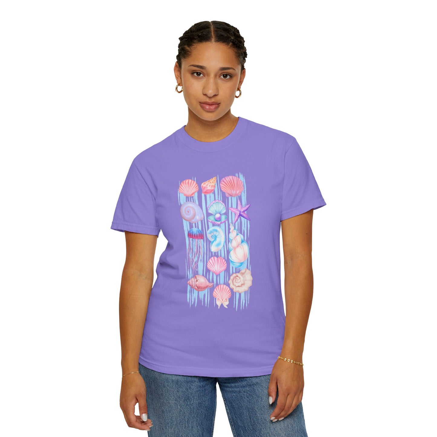 Pastel Watercolor Beach Shells Graphic Tee